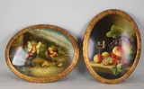 Kippen+stilleven by Twee grote medaillon schilderijen, Olieverf op paneel, sold Jan 2019