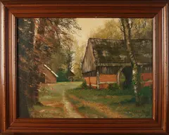 Peter Meurs, Twentse boeren schuur, Olieverf op linnen