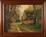 Peter Meurs, Twentse boeren schuur, Olieverf op linnen
