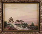 H. Poeder, Heidegezicht met schapen, Olieverf op linnen