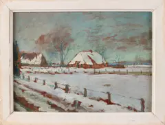 Winters landschap met boerderij by Monogram H.B., Olieverf op paneel, sold Jan 2019