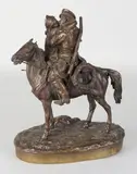 1900 by Antiek 19e eeuws bronzen figuur, Geweer iets krom, kleine dolk mist, sold Jan 2019