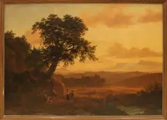 Pierre Louis Dubourq, Italiaans landschap, Olieverf op linnen