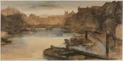 Cor Noltee, Riviergezicht de Seine te Parijs, Aquarel op papier