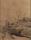 Willem Maris, Landschap, Houtskool op papier