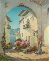 Huis bij Lago Maggiore by J.T.H. Wagner, Olieverf op linnen, sold Oct 2018