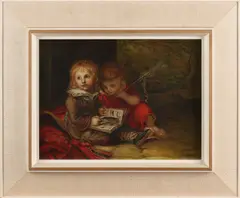 J. Smit, Twee kinderen met plaatjesboek, 1916, Olieverf op linnen