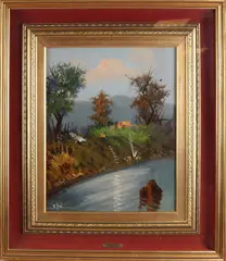 Italiaans landschap by E. Cano, Olieverf op linnen, sold Oct 2018