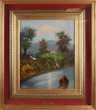 E. Cano, Italiaans landschap, Olieverf op linnen