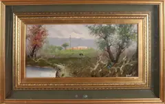 Italiaans landschap by E. Cano, Olieverf op linnen, sold Oct 2018