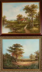 Twee olieverf schilderijen, Landschappen, Twee olieverf schilderijen