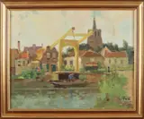 Onduid. gesig., Dorp met boot en ophaalbrug