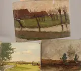 Drie maal Wetering de Rooy, drie landschappen divers, Olieverf op linnen