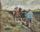 Onduid. gesign., Boer achter paardenploeg