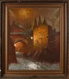 W.F. Smith, Winters stadsgezicht, Olieverf op linnen