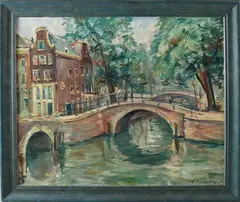 W. Jungschlager, Hollands grachtengezicht, Olieverf op linnen