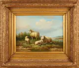 W. Smits, Landschap met schapen, Olieverf op paneel