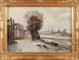 F.A. van Mourik, Hollands wintergezicht, Olieverf op linnen