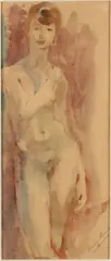 Harry Maas, Vrouwelijk naakt, Aquarel op papier