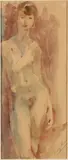 Harry Maas, Vrouwelijk naakt, Aquarel op papier