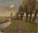 Wetering de Rooy, Knotwilgen langs een beek, Olieverf op linnen