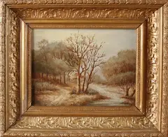 A.J. Reuvers, Wintergezicht, Olieverf op paneel