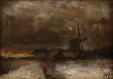 Jan de Jong, Winters landschap, Olieverf op paneel