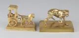 Twee antieke messing figuren, 1900, Bestaande uit: Arabische koets met figuren