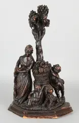 18 eeuw by Religieus snijwerk, Zuid-Duits houtgestoken (vurenhout) religieus 18e eeuws Barok snijwerk met originele polychromie, sold Oct 2018
