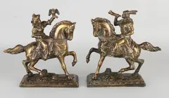 2 Bronzen figuren, Ruiters te paard