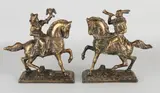2 Bronzen figuren, Ruiters te paard