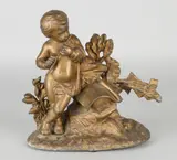 1880 by Antiek compositie metalen figuur met putti en fluit, sold Oct 2018