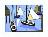 Klaas Bernink, Zeilboten, Acryl op paneel