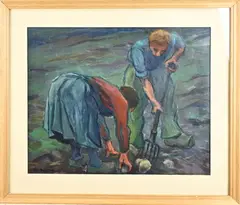 Klaas Bernink, Aardappelrooiers, Olieverf op paneel