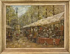 B.C. Ettinger, Haagse antiekmarkt, Olieverf op paneel