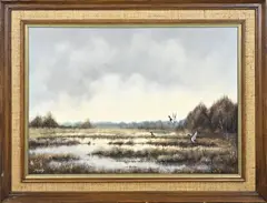 Jan Wessels, Opvliegende eenden, Olieverf op linnen