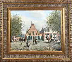 Albert Wessels, Dorpsstraat Rijssen, Olieverf op linnen
