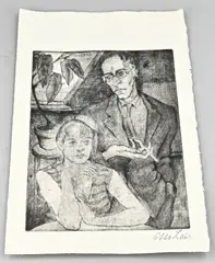 Otto Lais, Doppelbildnes, Ets op papier