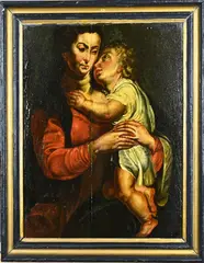 Italiaanse School, Maria met kind, Olieverf op paneel