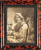 A.P. van de Venne, Man met roemer, Sepia op papier