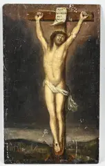 Ongesigneerd? 18e Eeuw, Gekruisigde Jezus van Nazareth, Olieverf op paneel