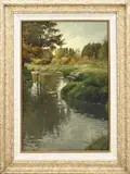 Gerard Krol, Twentse beek de Dinkel, Olieverf op paneel