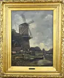 Jacob Kramer, Landschap met windmolen, Olieverf op linnen