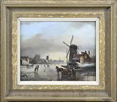 J. Greve Fecit, Winters landschap, Olieverf op paneel