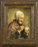 Willem van Nieuwenhoven, Thee-drinkende vrouw, Olieverf op paneel