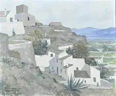 Willem Witjens, Landschap Torremolinos, Olieverf op linnen