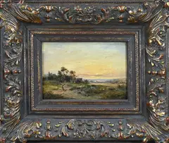 C. Wust, Panoramisch landschap met figuur, Olieverf op linnen