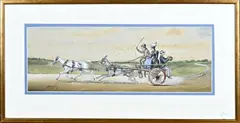 H. W. Standing, Figuren op paardensjees, 1900, Aquarel op papier