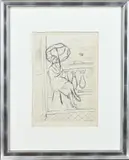 Vrouw met parasol op balkon by Henri Matisse, Litho op papier, sold Apr 2025