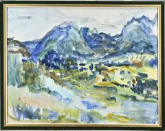 Miep de Leeuwe, Berglandschap Eijgalieres Frankfurt, Aquarel op papier